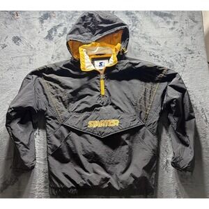 Starter 1/2 Zip Vintage Throwback Pocket Jacket Black/Gold Mens Size S